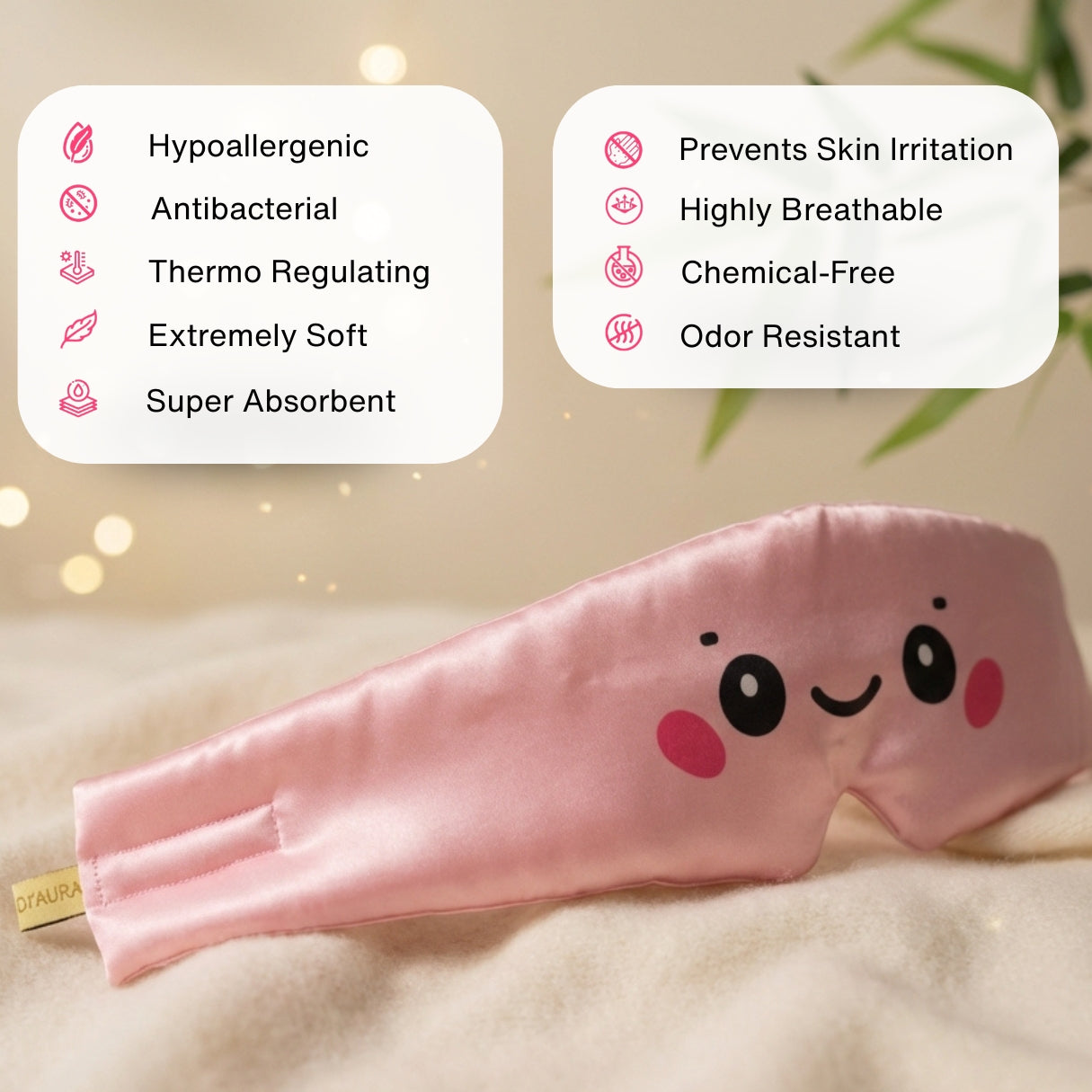 Luxury Bamboo Silk Sleep Mask - Cute Pink | DI'AURA