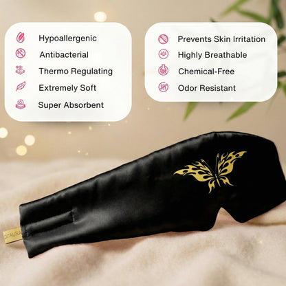 Luxury Bamboo Silk Sleep Mask – Black & Gold | DI'AURA