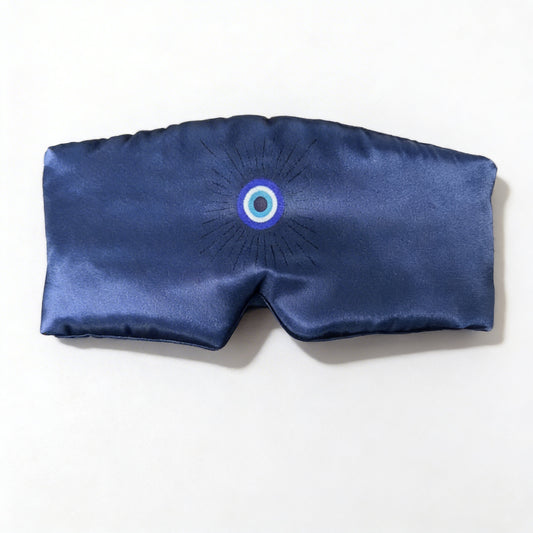 Luxury Bamboo Silk Sleep Mask – Evil Eye Blue | DI'AURA