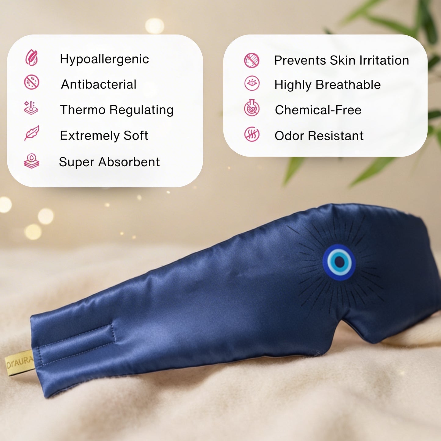 Luxury Bamboo Silk Sleep Mask – Evil Eye Blue | DI'AURA