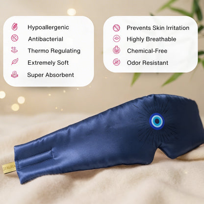 Luxury Bamboo Silk Sleep Mask – Evil Eye Blue | DI'AURA